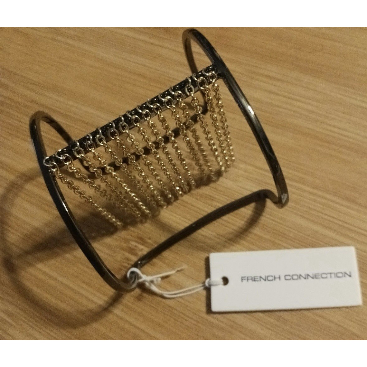 New French Connection Gold Cuff Chain Fringe Bracelet 29$